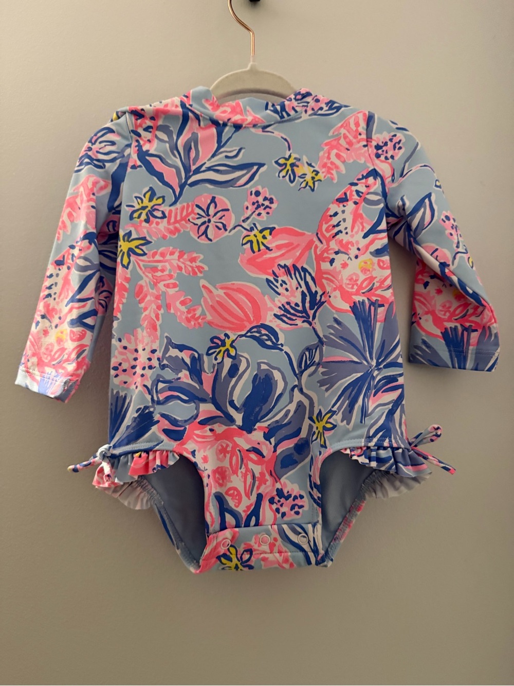 Lilly Pulitzer Girls' One-Piece Floral Rash Guard Swimsuit 6-12 M